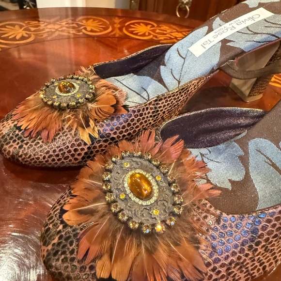 Olivia Rose Tal snakeskin sling back heels size 9 - Picture 8 of 9